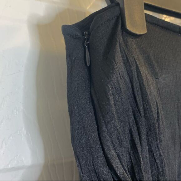 Zara Wrinkled Effect Maxi Skirt with Fringing Black Size Small - Picture 10 of 16